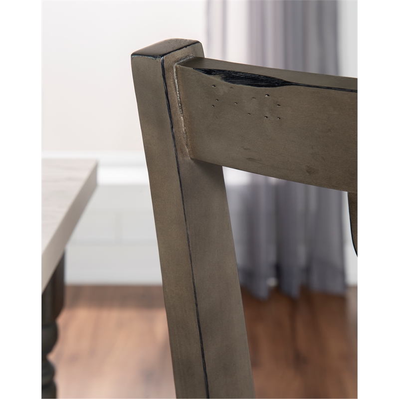 Linon Willow Set of Two Upholstered Dining Side Chairs in Gray Wood