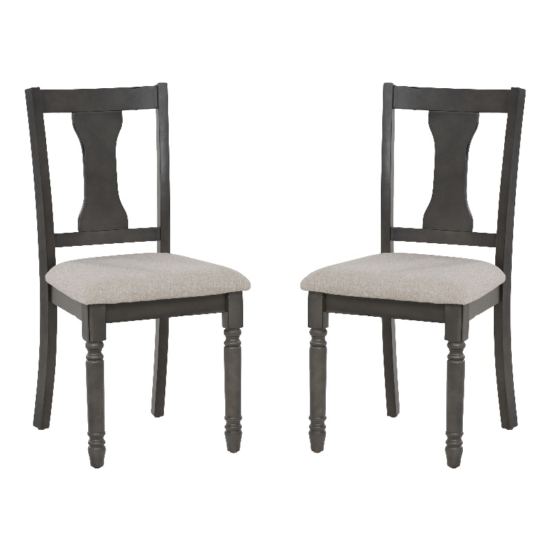 Linon Willow Set of Two Upholstered Dining Side Chairs in Gray Wood