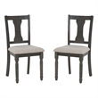 Linon Willow Set of Two Upholstered Dining Side Chairs in Gray Wood