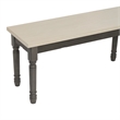 Linon Willow Wood 2 Tone Dining Bench in Smokey White and Dark Gray