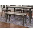 Linon Willow Wood 2 Tone Dining Bench in Smokey White and Dark Gray