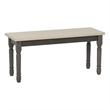 Linon Willow Wood 2 Tone Dining Bench in Smokey White and Dark Gray