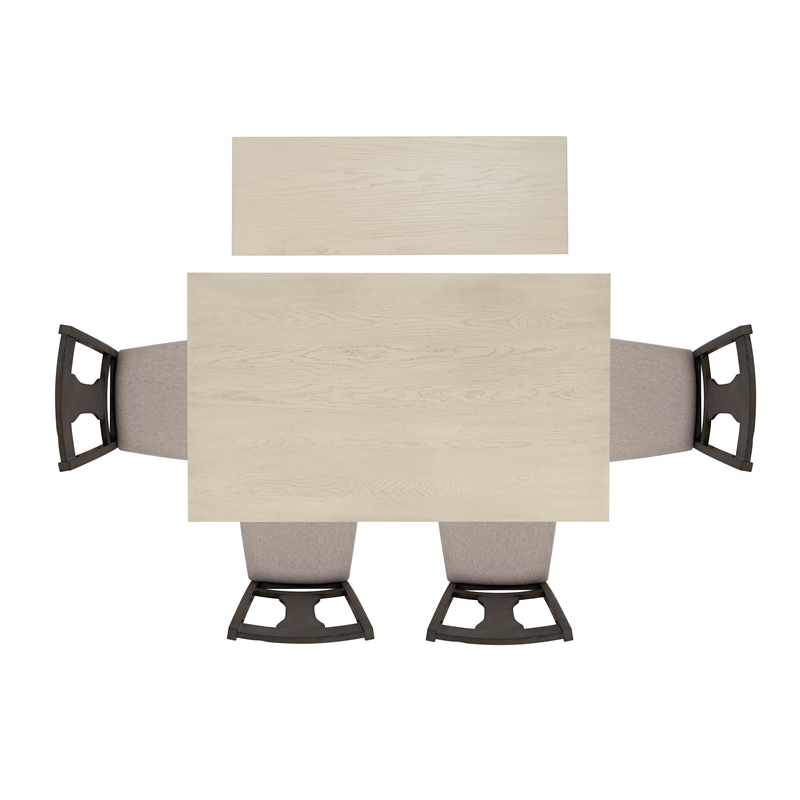 Linon Willow Wood Six Piece Dining Set with Bench in Smokey White/Dark Gray