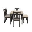 Linon Willow Wood Six Piece Dining Set with Bench in Smokey White/Dark Gray