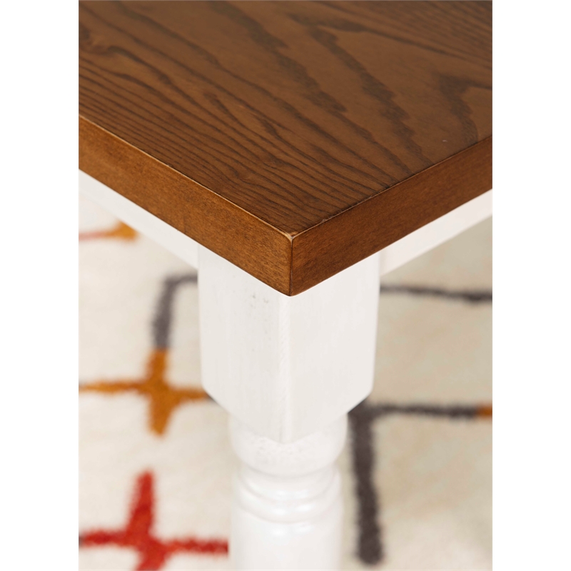 Linon Willow Wood Dining Table in Vanilla White and Honey Brown