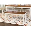 Linon Willow Dining Bench in Vanilla White and Honey Brown Stained Wood