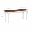 Linon Willow Dining Bench in Vanilla White and Honey Brown Stained Wood
