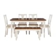 Linon Willow Wood 6 Piece Dining Set with Bench in Vanilla White/Honey