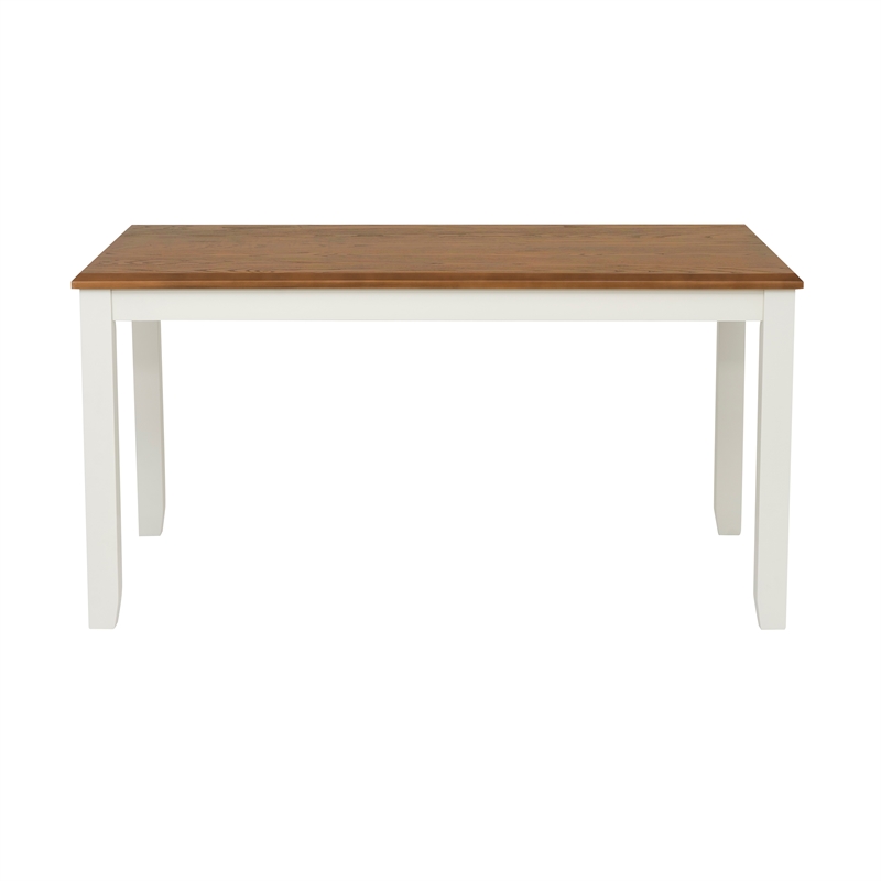 Linon Jane 2 Tone Dining Table in Vanilla White and Honey Brown Wood