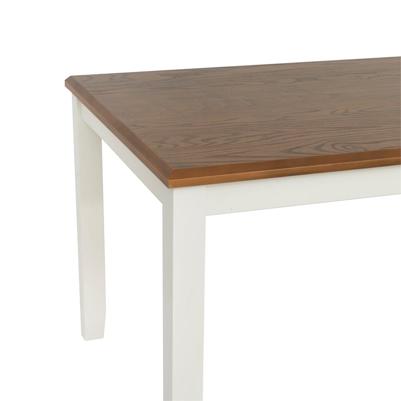 Linon Jane 2 Tone Dining Table in Vanilla White and Honey Brown Wood