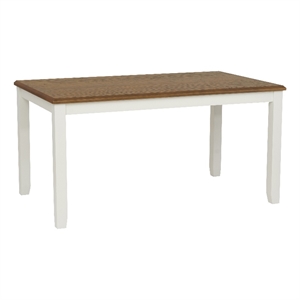 Linon Jane 2 Tone Dining Table in Vanilla White and Honey Brown Wood
