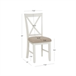 Linon Jane Set of 2 Upholstered X-Back Dining Side Chairs in Vanilla White Wood