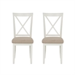 Linon Jane Set of 2 Upholstered X-Back Dining Side Chairs in Vanilla White Wood