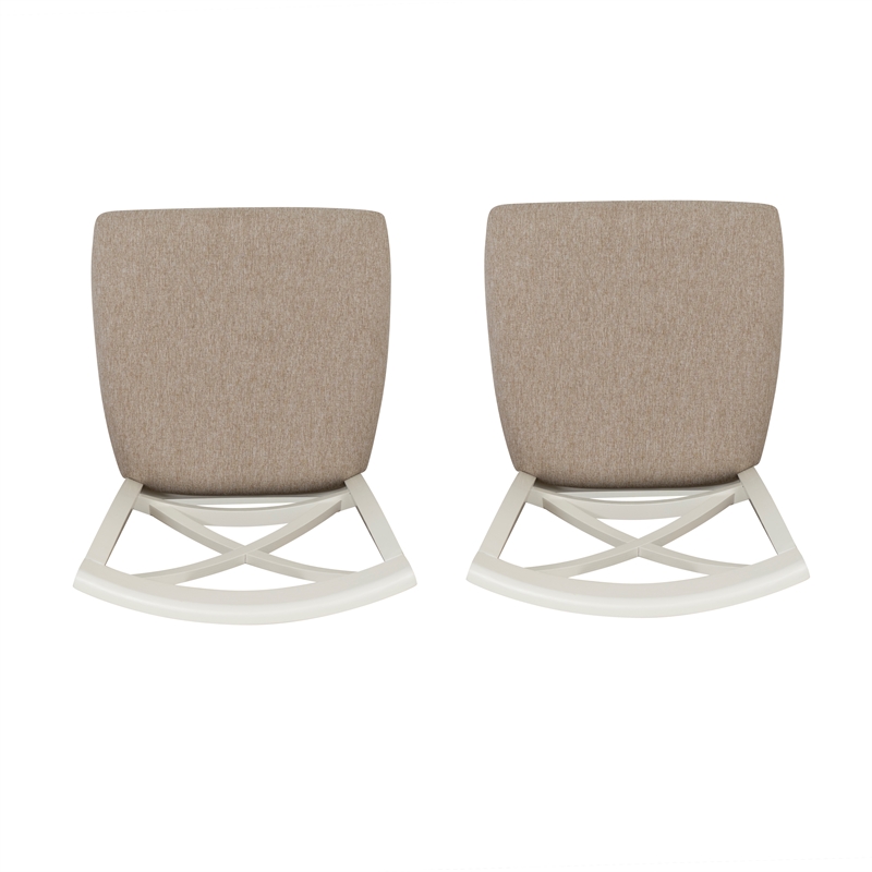 Linon Jane Set of 2 Upholstered X-Back Dining Side Chairs in Vanilla White Wood