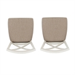 Linon Jane Set of 2 Upholstered X-Back Dining Side Chairs in Vanilla White Wood