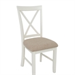 Linon Jane Set of 2 Upholstered X-Back Dining Side Chairs in Vanilla White Wood