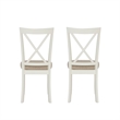 Linon Jane Set of 2 Upholstered X-Back Dining Side Chairs in Vanilla White Wood