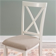 Linon Jane Set of 2 Upholstered X-Back Dining Side Chairs in Vanilla White Wood