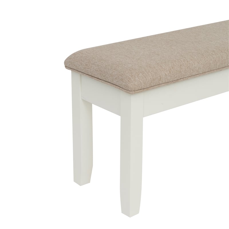 Linon Jane Storage Bench Light Tan Padded Seat and Vanilla White Painted Wood