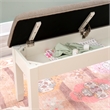 Linon Jane Storage Bench Light Tan Padded Seat and Vanilla White Painted Wood