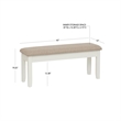 Linon Jane Storage Bench Light Tan Padded Seat and Vanilla White Painted Wood