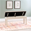 Linon Jane Storage Bench Light Tan Padded Seat and Vanilla White Painted Wood
