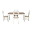 Linon Jane Wood 5 Piece Upholstered Dining Set in Vanilla White and Honey Brown