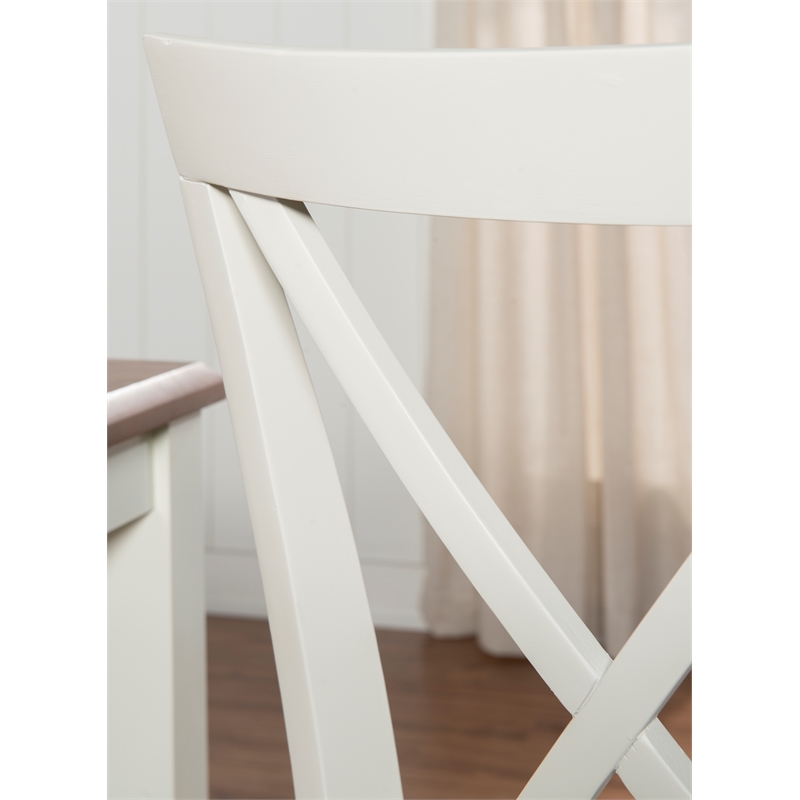 Linon Jane Wood 5 Piece Upholstered Dining Set in Vanilla White and Honey Brown