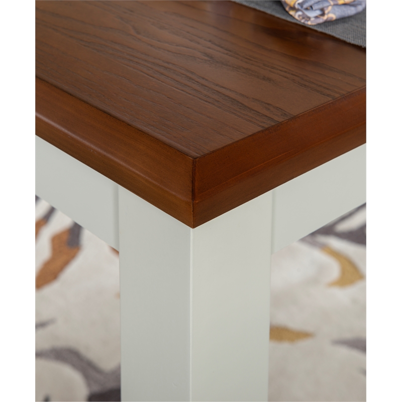 Linon Jane Wood 5 Piece Upholstered Dining Set in Vanilla White and Honey Brown