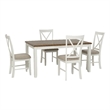 Linon Jane Wood 5 Piece Upholstered Dining Set in Vanilla White and Honey Brown