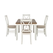 Linon Jane Wood 5 Piece Upholstered Dining Set in Vanilla White and Honey Brown