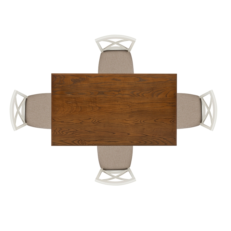 Linon Jane Wood 5 Piece Upholstered Dining Set in Vanilla White and Honey Brown