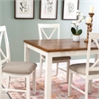 Linon Jane Wood 5 Piece Upholstered Dining Set in Vanilla White and Honey Brown