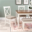 Linon Jane 6 Piece Upholstered Dining Set in Vanilla White and Honey Brown Wood