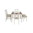 Linon Jane 6 Piece Upholstered Dining Set in Vanilla White and Honey Brown Wood