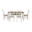 Linon Jane 6 Piece Upholstered Dining Set in Vanilla White and Honey Brown Wood