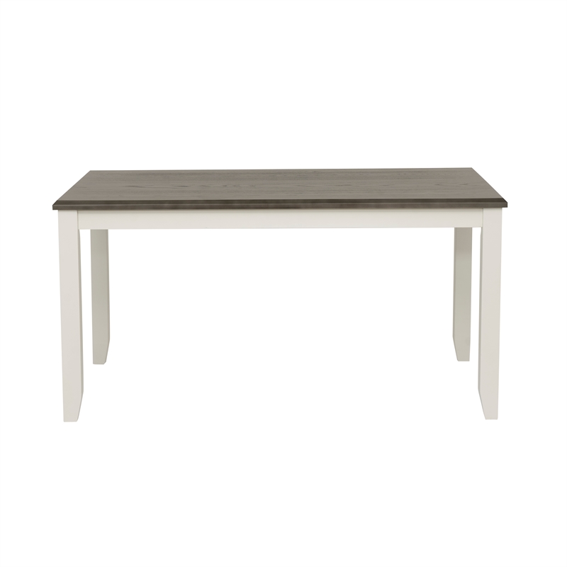 Linon Jane 2 Tone Wood Dining Table in Smokey Gray Top and Vanilla White Base