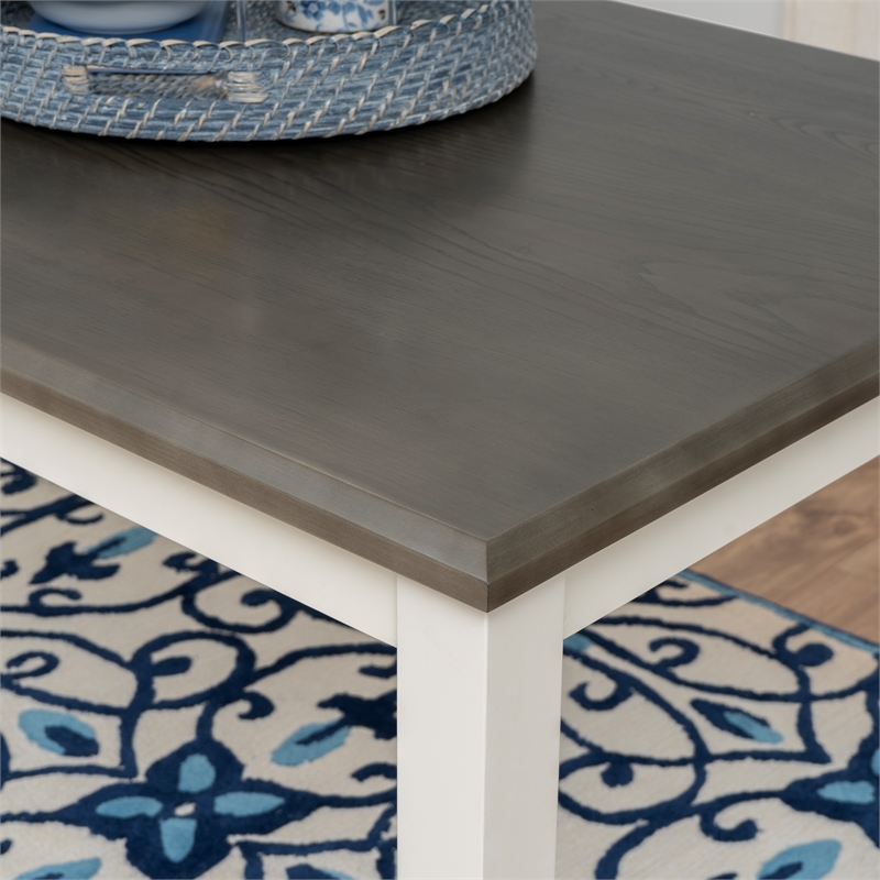 Linon Jane 2 Tone Wood Dining Table in Smokey Gray Top and Vanilla White Base