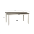 Linon Jane 2 Tone Wood Dining Table in Smokey Gray Top and Vanilla White Base