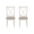 Linon Jane X-Back Upholstered Dining Side Chairs Set of 2 in Vanilla White Wood