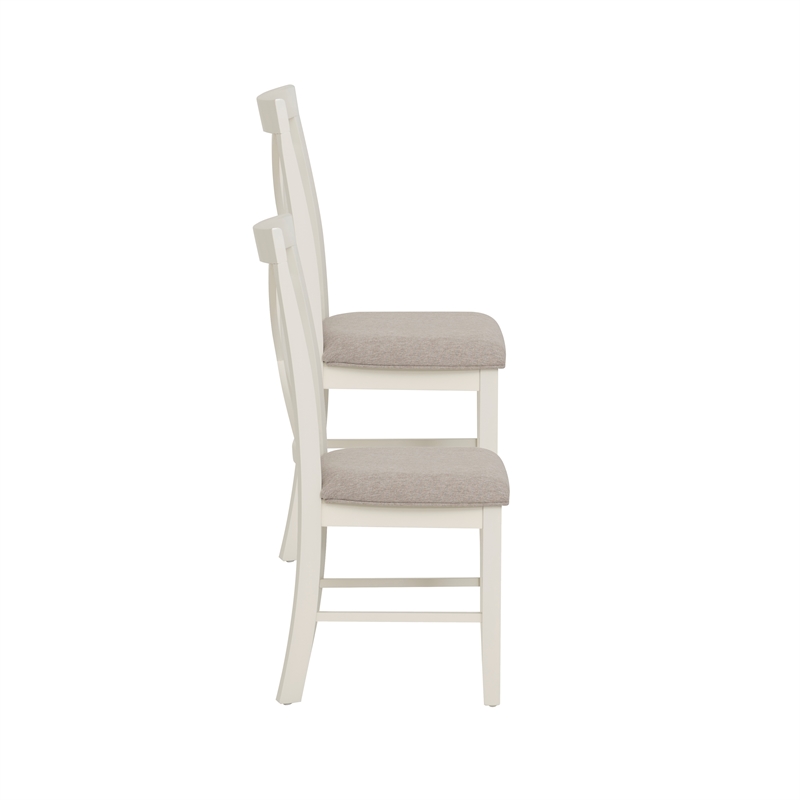 Linon Jane X-Back Upholstered Dining Side Chairs Set of 2 in Vanilla White Wood