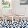 Linon Jane X-Back Upholstered Dining Side Chairs Set of 2 in Vanilla White Wood
