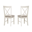 Linon Jane X-Back Upholstered Dining Side Chairs Set of 2 in Vanilla White Wood