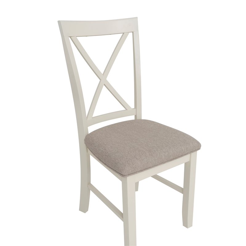 Linon Jane X-Back Upholstered Dining Side Chairs Set of 2 in Vanilla White Wood