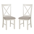 Linon Jane X-Back Upholstered Dining Side Chairs Set of 2 in Vanilla White Wood