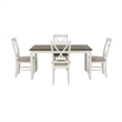 Linon Jane Wood Five Piece Upholstered Dining Set in Vanilla White and Gray