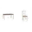 Linon Jane Wood Five Piece Upholstered Dining Set in Vanilla White and Gray