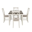 Linon Jane Wood Five Piece Upholstered Dining Set in Vanilla White and Gray