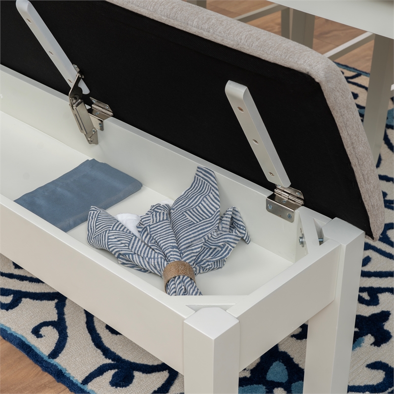 Linon Jane 6 Pce Upholstered Dining Set with Bench in Vanilla White/Gray Wood