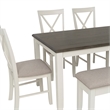 Linon Jane 6 Pce Upholstered Dining Set with Bench in Vanilla White/Gray Wood